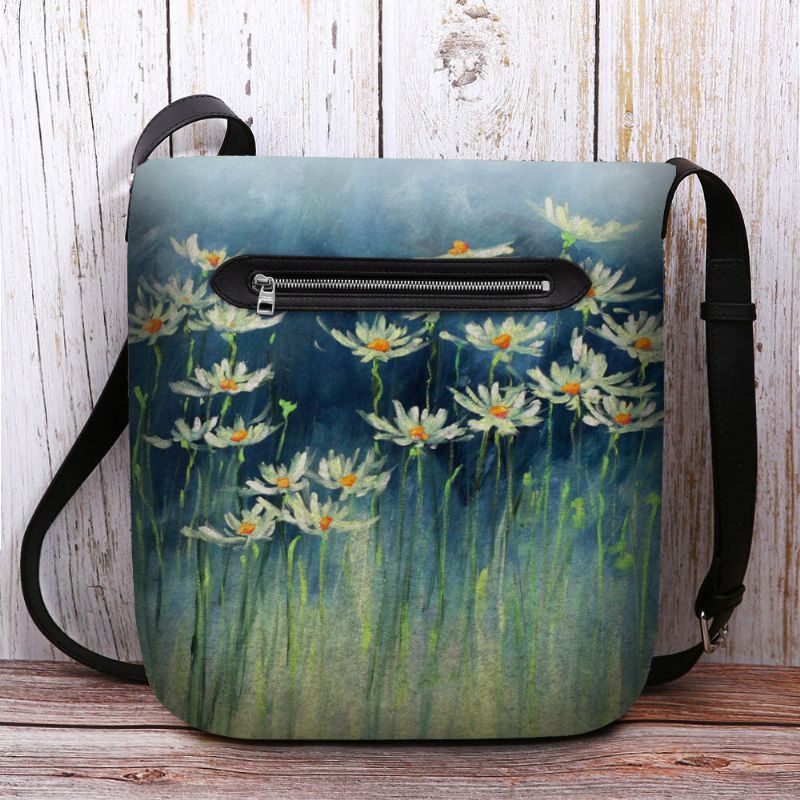 Dames Vilten Bloemen Patroon Prints Crossbody Tas Schoudertas