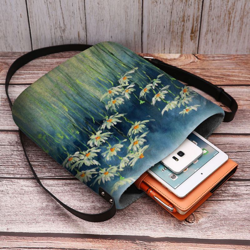 Dames Vilten Bloemen Patroon Prints Crossbody Tas Schoudertas