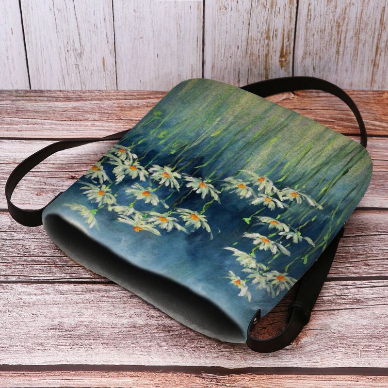 Dames Vilten Bloemen Patroon Prints Crossbody Tas Schoudertas