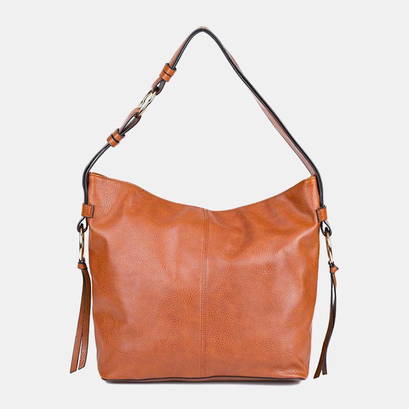 Dames Vintage Kunstleer Grote Capaciteit Effen Kleur Crossbody Tas