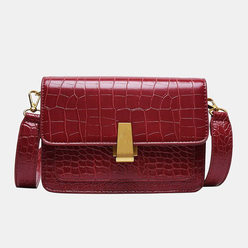 Dames Vintage Lizard Grain Crossbody Tas Schoudertas