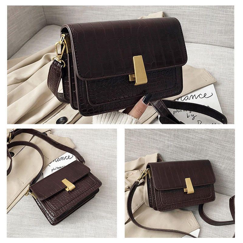 Dames Vintage Lizard Grain Crossbody Tas Schoudertas