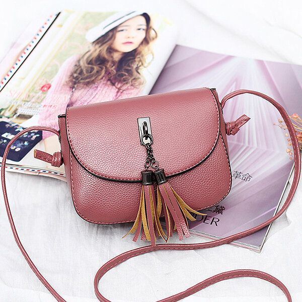 Dames Vintage Solid Tassel Crossbody Bag Leisure Schoudertas