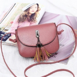 Dames Vintage Solid Tassel Crossbody Bag Leisure Schoudertas