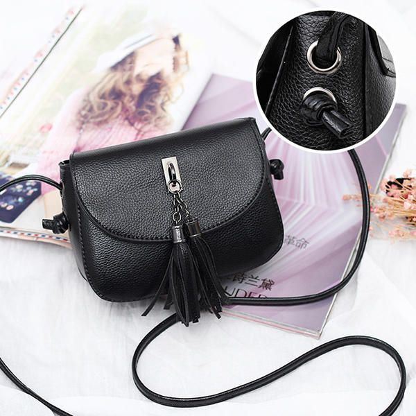 Dames Vintage Solid Tassel Crossbody Bag Leisure Schoudertas