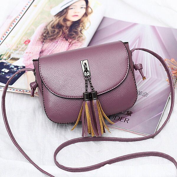 Dames Vintage Solid Tassel Crossbody Bag Leisure Schoudertas