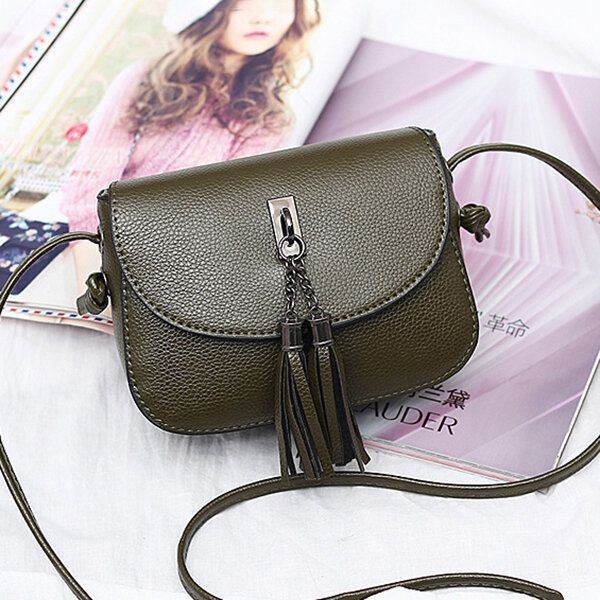 Dames Vintage Solid Tassel Crossbody Bag Leisure Schoudertas