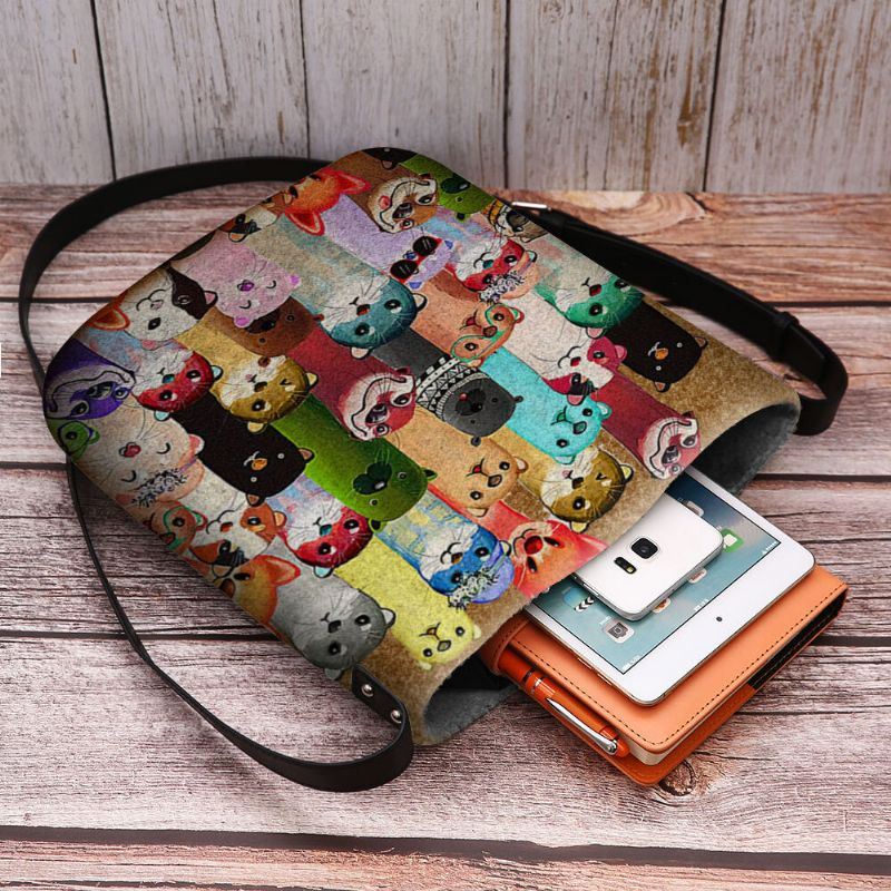 Dames Voelden Leuke Cartoon Kleurrijke Mollen Patroon Multi-carry Crossbody Tas Schoudertas