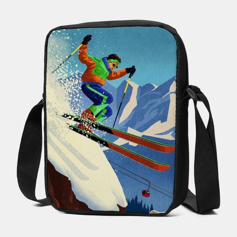 Dames Winter 2022 Casual Skiën Afdrukken Waterdichte Crossbody Tas