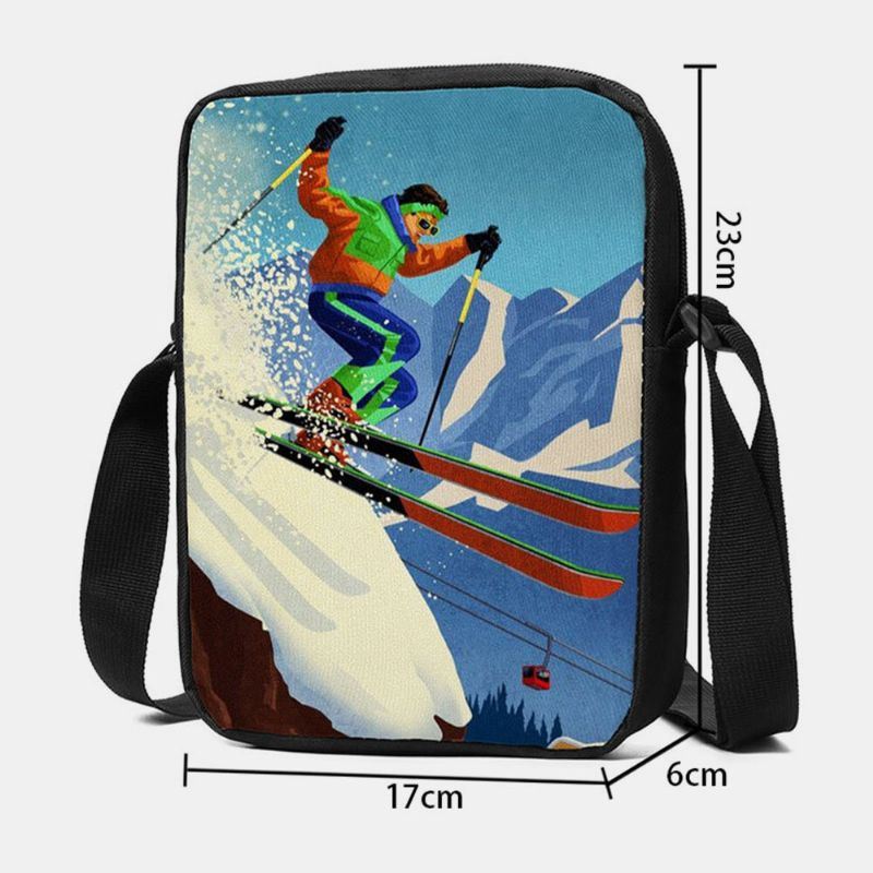 Dames Winter 2022 Casual Skiën Afdrukken Waterdichte Crossbody Tas