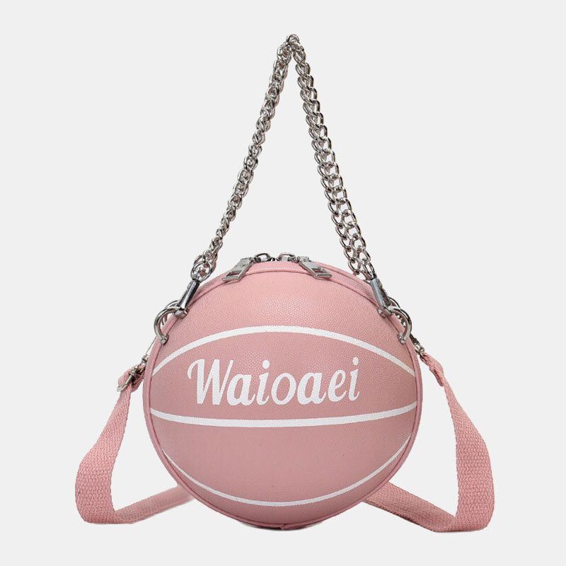 Dames Wonmen Uniek Ontwerp Basketbal-look Effen Kleur Handtas Mode Verstelbare Schoudertas Cross Body Bag