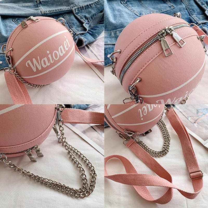 Dames Wonmen Uniek Ontwerp Basketbal-look Effen Kleur Handtas Mode Verstelbare Schoudertas Cross Body Bag