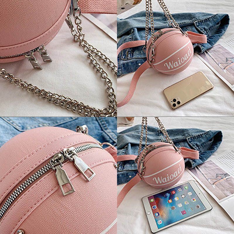 Dames Wonmen Uniek Ontwerp Basketbal-look Effen Kleur Handtas Mode Verstelbare Schoudertas Cross Body Bag