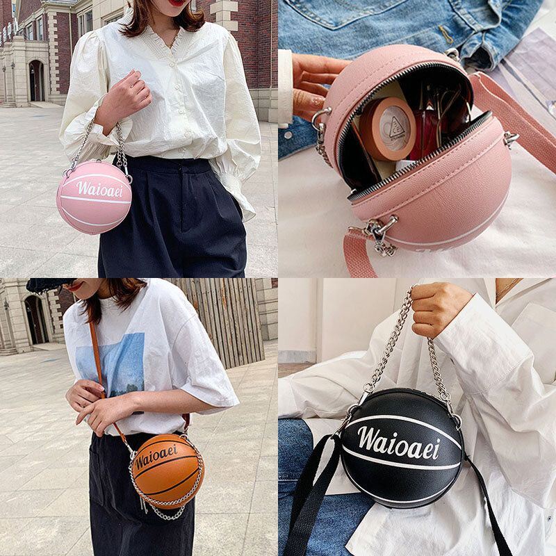 Dames Wonmen Uniek Ontwerp Basketbal-look Effen Kleur Handtas Mode Verstelbare Schoudertas Cross Body Bag