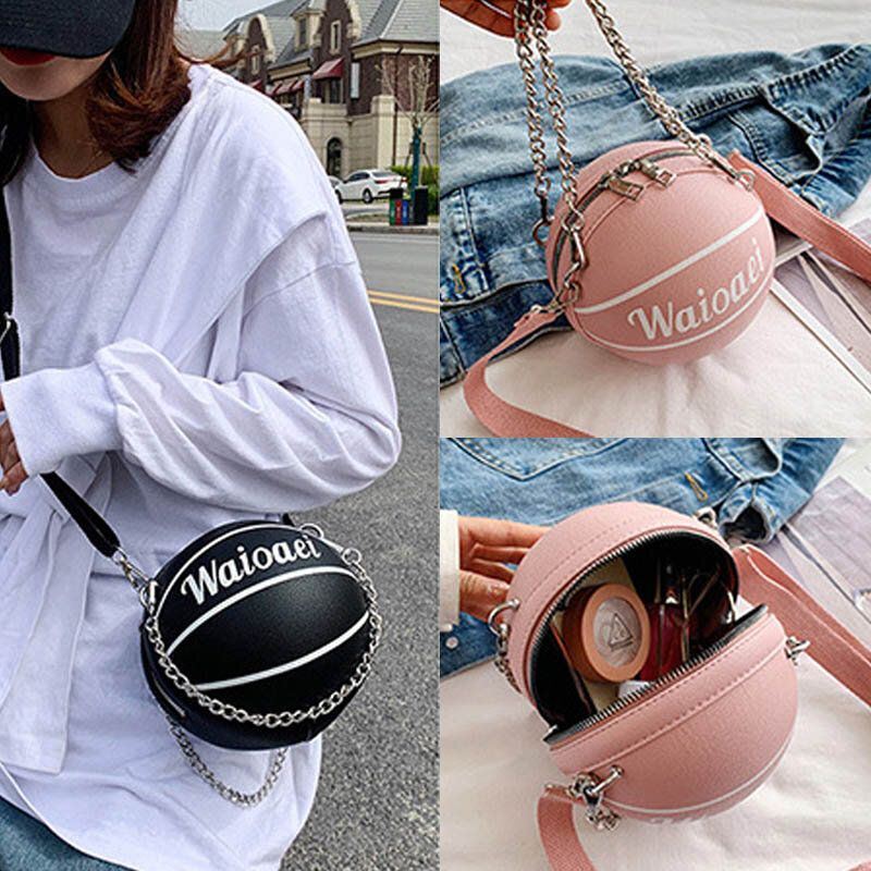 Dames Wonmen Uniek Ontwerp Basketbal-look Effen Kleur Handtas Mode Verstelbare Schoudertas Cross Body Bag