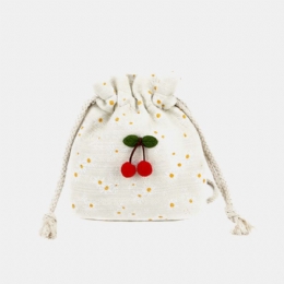 Dames Zomer Cherry Dotted Ronde Stro Crossbody Tas Schoudertas