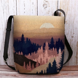 Damesvilt Dames Mountain Treetop Print Pattern Multi-carry Persoonlijkheid Schoudertas Crossbody Tas