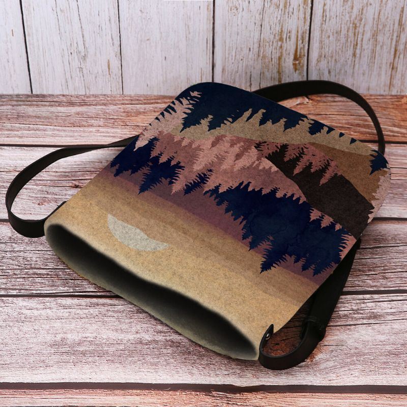 Damesvilt Dames Mountain Treetop Print Pattern Multi-carry Persoonlijkheid Schoudertas Crossbody Tas