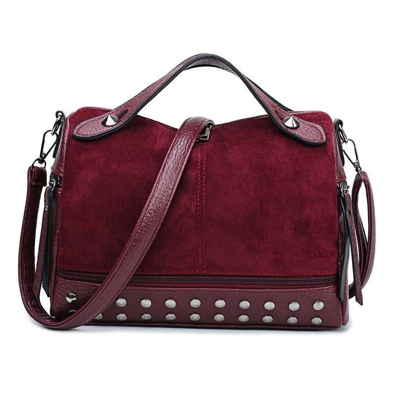 Vintage Rivet Boston Tas Handtas Schoudertas Voor Dames