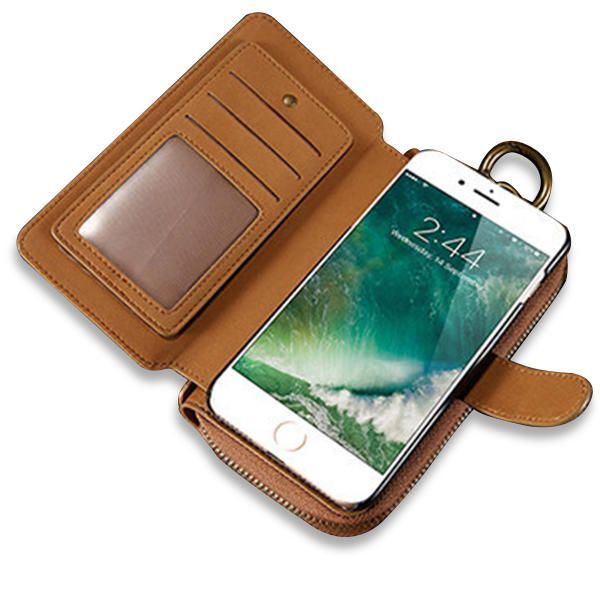 4.7-5.5 Inch Mobiele Telefoon Geval Heren Dames Clutch Pu Lederen Portemonnee Voor Iphone