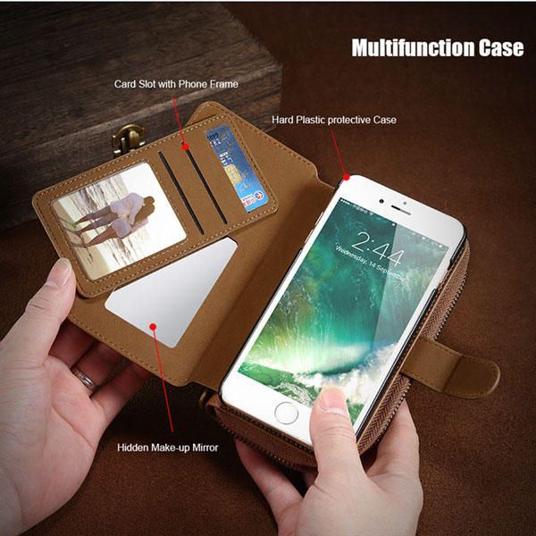 4.7-5.5 Inch Mobiele Telefoon Geval Heren Dames Clutch Pu Lederen Portemonnee Voor Iphone