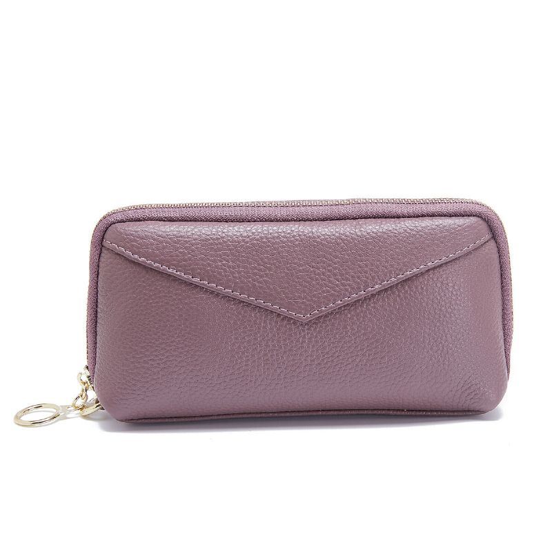 Dames Echt Lederen Clutch Bag Rits Lange Portemonnee Tweevoudige Portemonnee