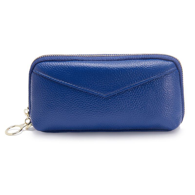 Dames Echt Lederen Clutch Bag Rits Lange Portemonnee Tweevoudige Portemonnee