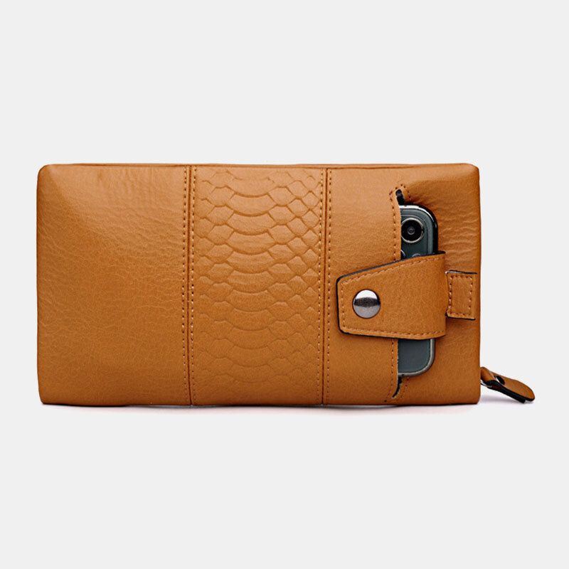 Dames Kunstleer Retro Grote Capaciteit 6.3 Inch Telefoontas Multi-slot Kaarthouder Clutch Portemonnee