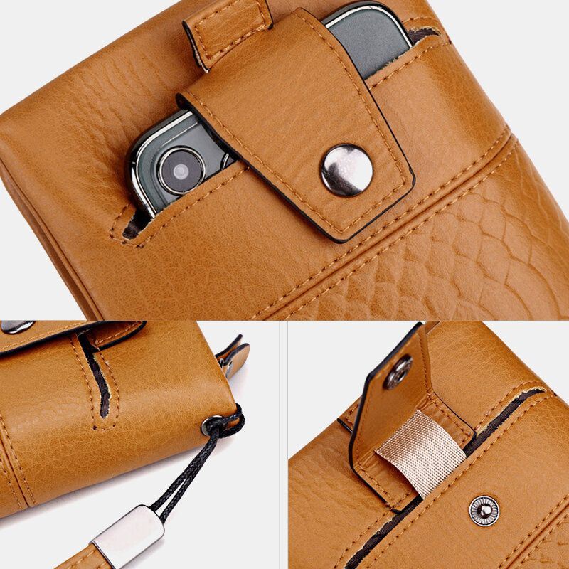 Dames Kunstleer Retro Grote Capaciteit 6.3 Inch Telefoontas Multi-slot Kaarthouder Clutch Portemonnee