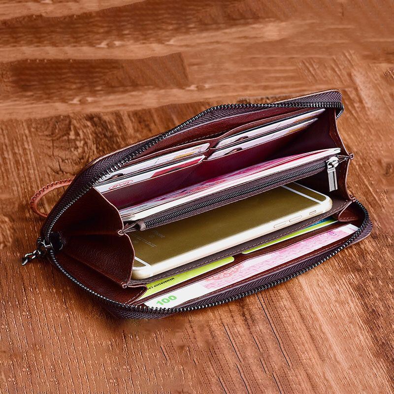 Dames Lederen Portemonnee Bloemmotief Lange Multifunctionele Retro Portemonnee Geld Portefeuilles Clutch Bags