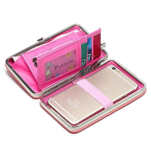 Dames Snoep Kleur Bowkot 5.5 Inch Telefoon Portefeuilles Case Hasp Lange Portemonnee Koppelingen