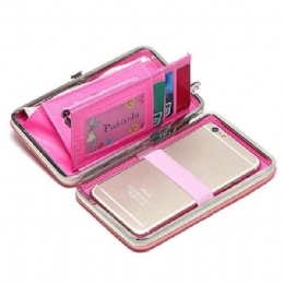 Dames Snoep Kleur Bowkot 5.5 Inch Telefoon Portefeuilles Case Hasp Lange Portemonnee Koppelingen