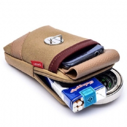 Heren Canvas & Lederen Riem Telefoon Tas Heuptas Outdoor Crossbody Tas Voor 5.5 In Telefoons