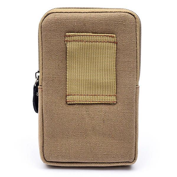 Heren Canvas & Lederen Riem Telefoon Tas Heuptas Outdoor Crossbody Tas Voor 5.5 In Telefoons