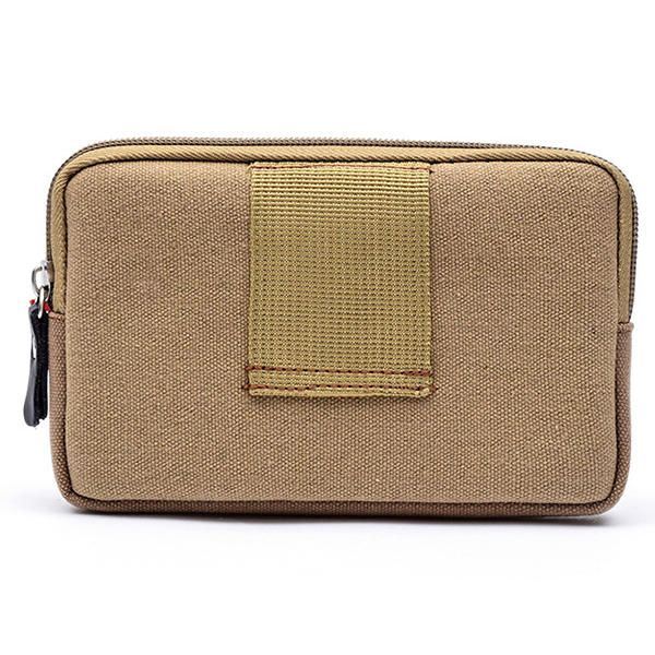 Heren Canvas & Lederen Riem Telefoon Tas Heuptas Outdoor Crossbody Tas Voor 5.5 In Telefoons