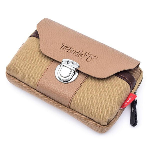 Heren Canvas & Lederen Riem Telefoon Tas Heuptas Outdoor Crossbody Tas Voor 5.5 In Telefoons