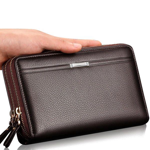 Heren Clutch Portemonnee Waterdichte Zakelijke Lange Rits Portemonnee Telefoonhouder