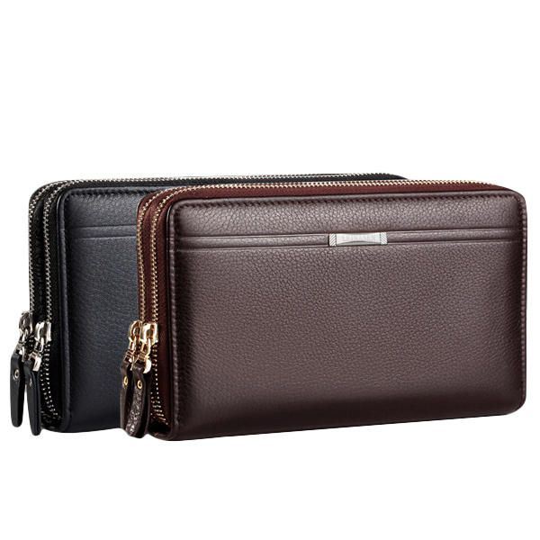 Heren Clutch Portemonnee Waterdichte Zakelijke Lange Rits Portemonnee Telefoonhouder