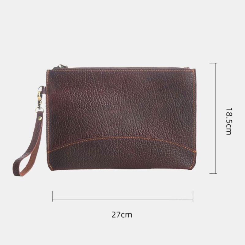 Heren Echt Leer Retro Lange Clutch Bag Dunne Eenvoudige 6.5 Inch Telefoontas Portemonnee