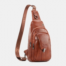 Heren Eerste Laag Koeienhuid Multi-pocket Anti-diefstal Borsttas Heuptas Crossbody Schoudertas