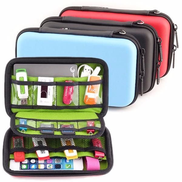 Heren Externe Batterij Usb Flash Drive Oortelefoon Digitale Gadget Pouch Reis Zilver Opbergtas