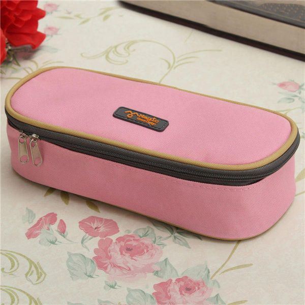 Heren Grote Capaciteit Canvas Rits Etui Pen Cosmetische Reis Make-up Tas