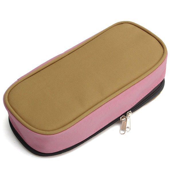 Heren Grote Capaciteit Canvas Rits Etui Pen Cosmetische Reis Make-up Tas