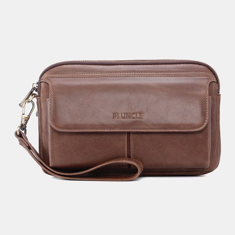 Heren Grote Capaciteit Multi-kaartsleuf 6.5 Inch Telefoontas Multifunctionele Lederen Zakelijke Retro Clutch Bags