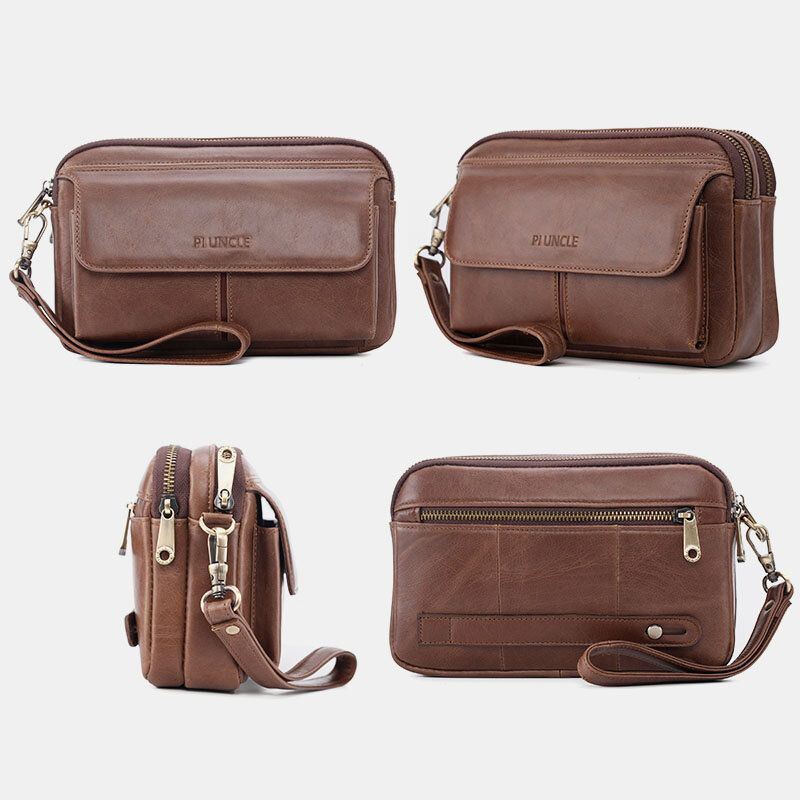 Heren Grote Capaciteit Multi-kaartsleuf 6.5 Inch Telefoontas Multifunctionele Lederen Zakelijke Retro Clutch Bags