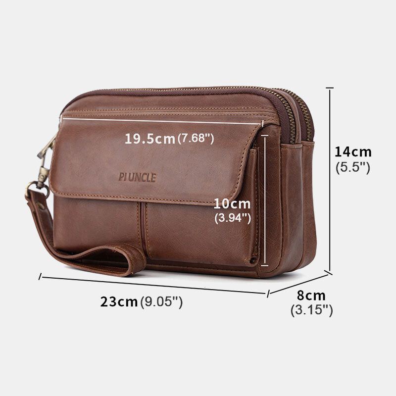 Heren Grote Capaciteit Multi-kaartsleuf 6.5 Inch Telefoontas Multifunctionele Lederen Zakelijke Retro Clutch Bags