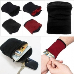 Heren Pols Portemonnee Pouch Band Fleece Rits Hardlopen Reizen Gym Fietsen Veilig Sport Pols Portemonnee