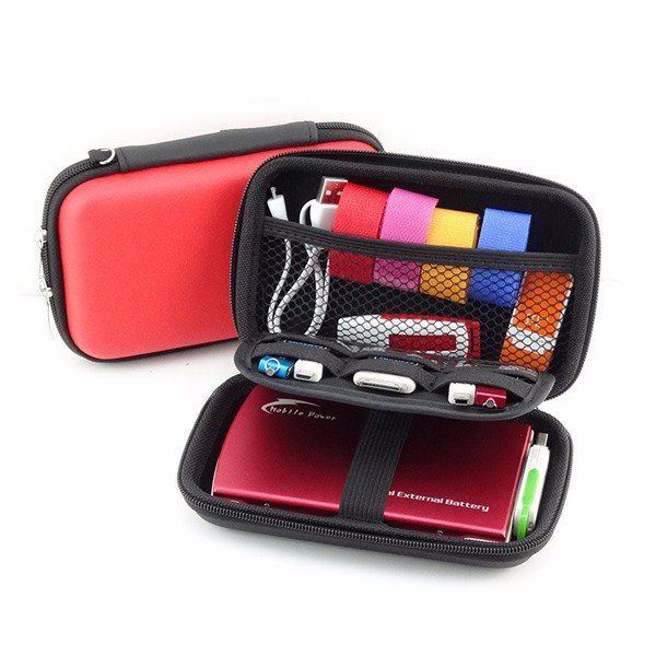 Heren Usb Flash Drive Oortelefoon Digitale Gadget Pouch Reis Zilver Opbergtas