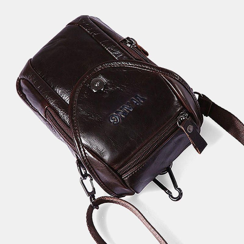 Multifunctionele Kleine Mode Heuptas Heren Lederen Riem Telefoon Tas Enkele Schoudertas Crossbody Tas