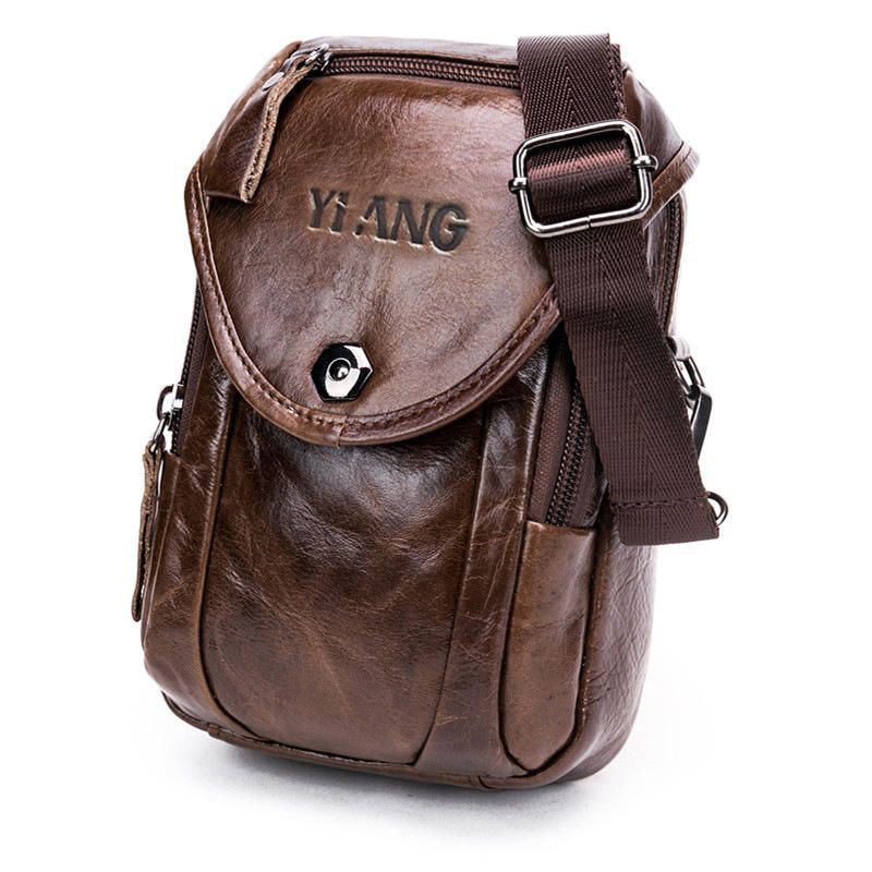 Multifunctionele Kleine Mode Heuptas Heren Lederen Riem Telefoon Tas Enkele Schoudertas Crossbody Tas